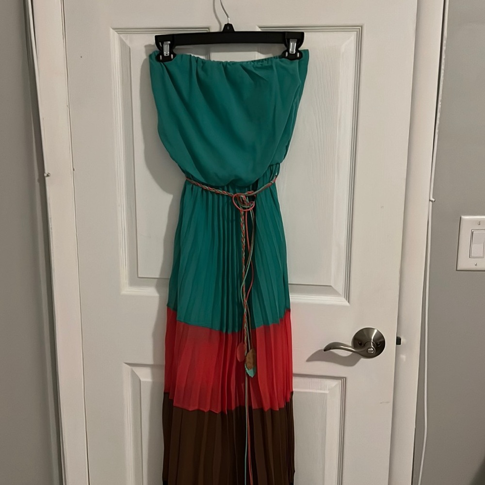 Summer maxi dress color block